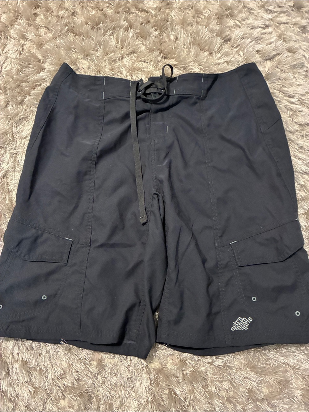 Eastern Mountain Sports Black Cargo Swim Shorts with Back Pocket